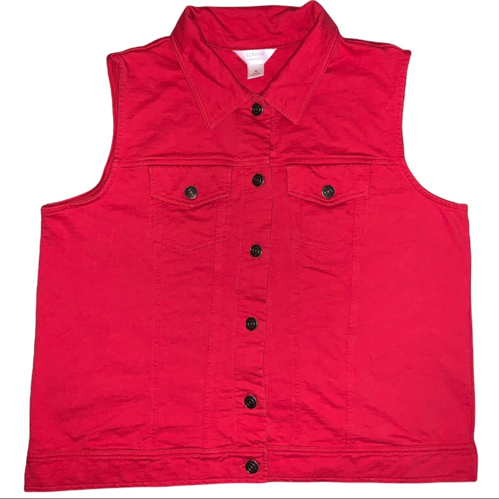 Basic Bright Red Button Up Vest - image 1